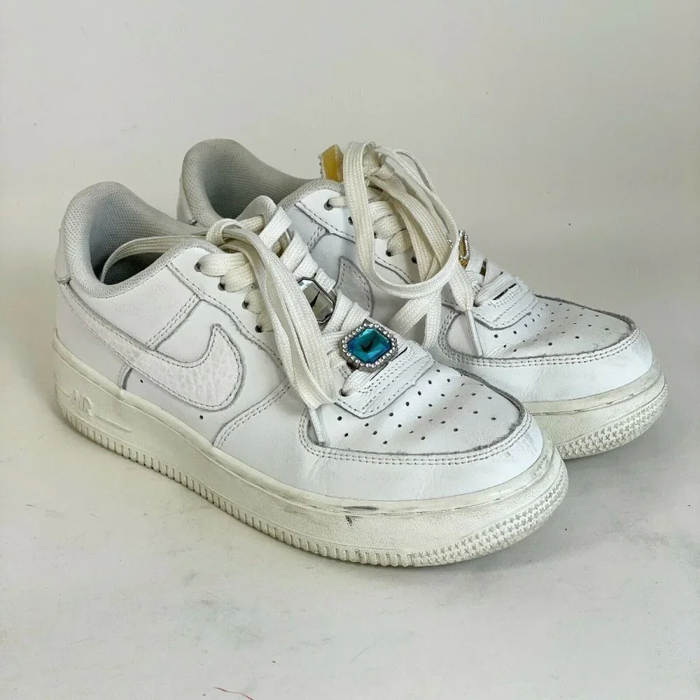 Nike Womens Air Force 1´07 LX Bling CZ8101-100 Sneakers‎ White Size 5.5 Leather